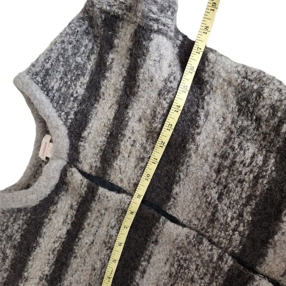 Sundance Chunky Sweater S fleece Gray Stripe Wool Alpaca Sweater Coat Snap - Picture 8 of 16